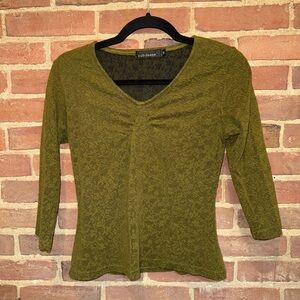 Cut Loose Olive Patterned Knit Top